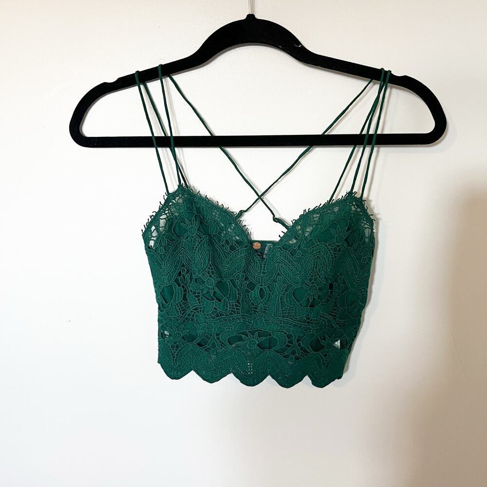 FP One Ilektra Bralette lace‎ green strappy womens small